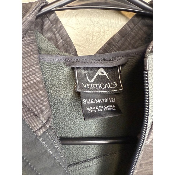 Vertical 9 Boys Jacket Size M (10/12) Gray Green Hooded Softshell Coat - Picture 3 of 3